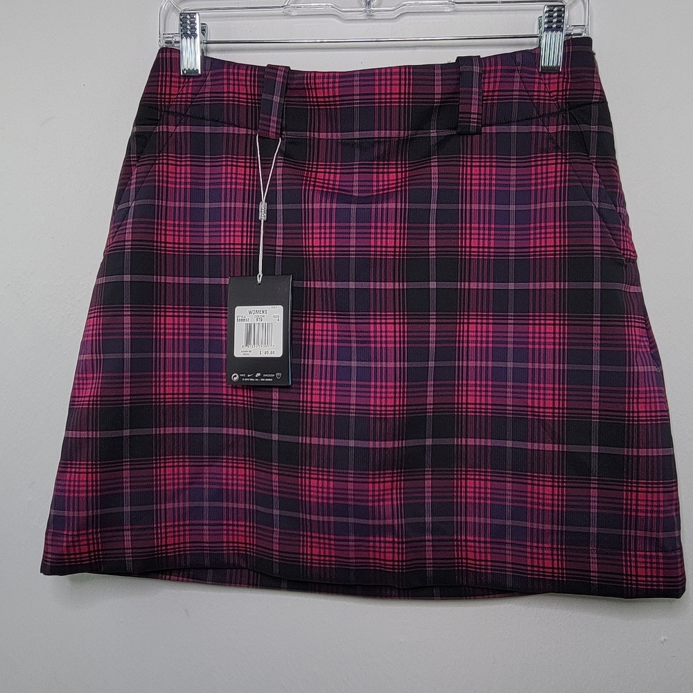 Nike Golf Women's Plaid Magenta Mod Rise Dri-Fit Stay Cool Skort #668832 679 - 4